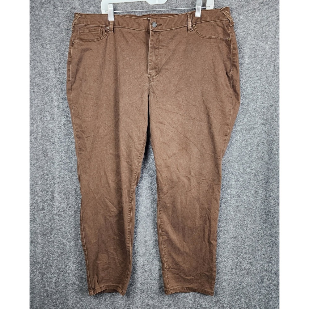 Signature Studio Pants Women 22W Brown Straight Leg Stretch Mid Rise Casual